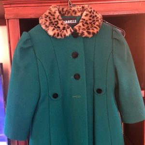 Beautiful green with leopard peacoat